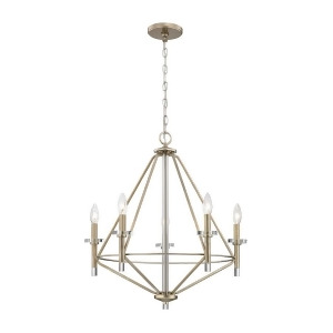 Elk Lighting Lacombe 5 Lt Chandelier Aged Silver Clear Glass Accents 81202-5 - All