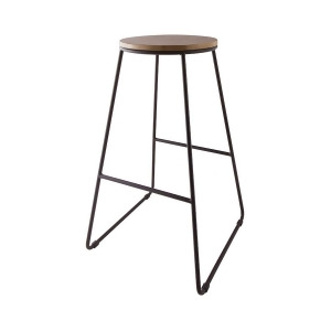 Sterling Industries Rudolfo Bar Stool Black Iron Natural Wood Stain 1572-013 - All