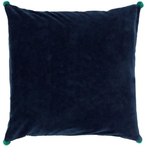 Velvet Poms by Surya Down Fill Pillow Navy/Grass Green 18 x 18 Vp004-1818d - All
