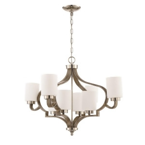 Craftmade Jasmine 8 Lt Chandelier Polished Nickel/Weathered Fir w/White Frosted - All