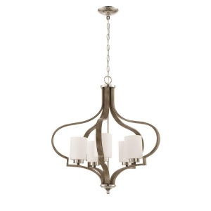 Craftmade Jasmine 5 Lt Chandelier Polished Nickel/Weathered Fir w/White Frosted - All