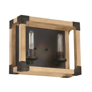 Craftmade Cubic 2 Light Vanity Fired Steel w/Natural Wood 41502-Fsnw - All