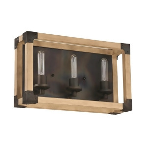 Craftmade Cubic 3 Light Vanity Fired Steel w/Natural Wood 41503-Fsnw - All