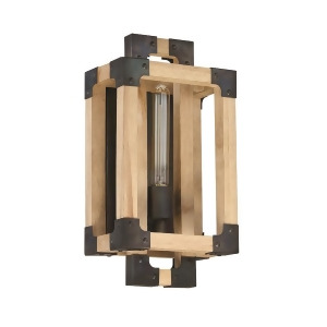 Craftmade Cubic 1 Light Wall Sconce Fired Steel w/Natural Wood 41561-Fsnw - All