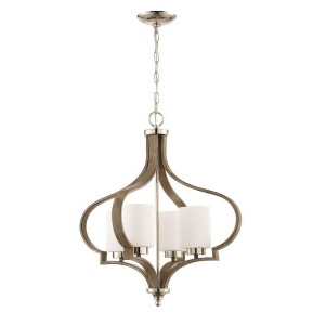 Craftmade Jasmine 4 Lt Chandelier Polished Nickel/Weathered Fir w/White Frosted - All