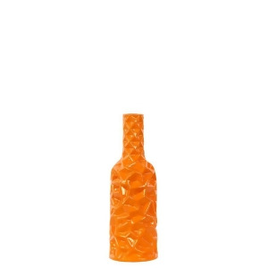 Urban Trends Ceramic Round Bottle Vase with Wrinkled Sides Sm Gloss Orange - All