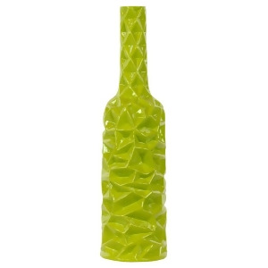 Urban Trends Ceramic Round Bottle Vase w/Long Neck Lg Wrinkled Yellow Green - All
