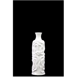 Urban Trends Ceramic Round Cylindrical Vase w/Neck Wrinkled Sides Sm White - All
