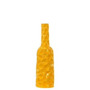 Urban Trends Ceramic Round Bottle Vase with Long Neck Md Wrinkled Gloss Amber - All