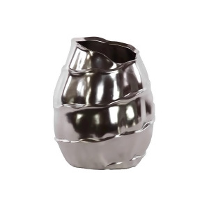 Urban Trends Ceramic Round Bellied Short Vase w/Embossed Spiral Design Lg Chrome - All