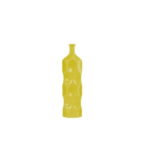 Urban Trends Ceramic Round Bottle Vase with Dimpled Sides Md Gloss Yellow - All