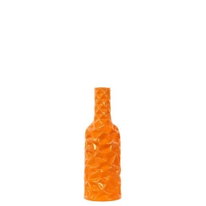 Urban Trends Ceramic Round Bottle Vase with Long Neck Sm Wrinkled Gloss Orange - All