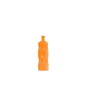 Urban Trends Ceramic Round Bottle Vase with Dimpled Sides Sm Gloss Orange - All