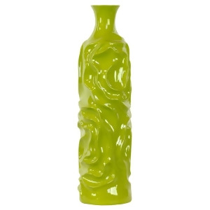 Urban Trends Ceramic Round Bottle Vase w/Short Neck Lg Wrinkled Yellow Green - All