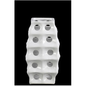 Urban Trends Ceramic Square Irregular Vase w/Round Cutout Layered Sm White - All