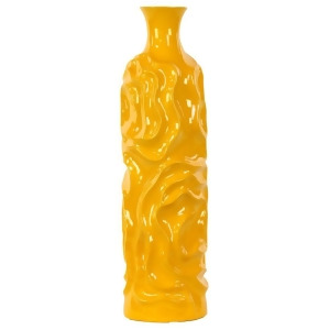 Urban Trends Ceramic Round Bottle Vase with Short Neck Lg Wrinkled Gloss Amber - All