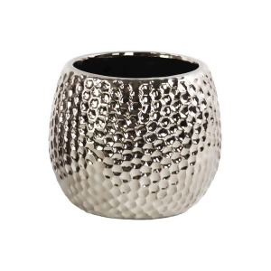 Urban Trends Ceramic Round Vase Dimpled Polished Chrome Silver 7.5 H - All