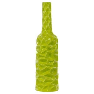Urban Trends Ceramic Round Bottle Vase with Wrinkled Sides Lg Gloss Green - All