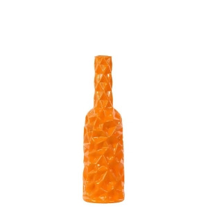 Urban Trends Ceramic Round Bottle Vase with Wrinkled Sides Md Gloss Orange - All