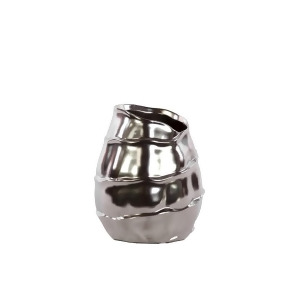 Urban Trends Ceramic Round Bellied Short Vase w/Embossed Spiral Design Sm Chrome - All