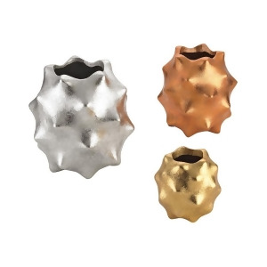 Sterling Ind. Spiky Metallic Vases Copper Silver Gold Leaf 3138-209-S3 - All