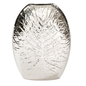 Howard Elliott Metallic Silver Crackled Leaf Vase Large Nickel 34130 - All