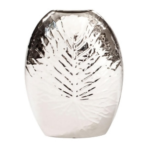 Howard Elliott Metallic Silver Crackled Leaf Vase Small Silver 34129 - All