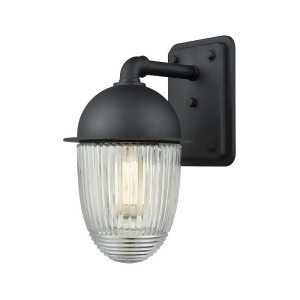 Elk Channing 1 Lt Outdoor Wall Sconce Matte Black Clear Ribbed 7x12 45251-1 - All