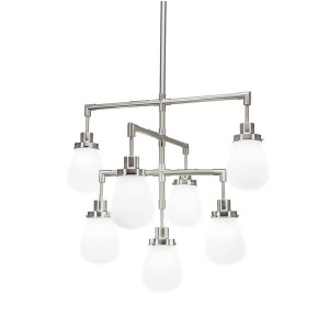 Toltec Meridian 7 Light Chandelier Brushed Nickel 5 White Shade 1239-Bn-470 - All