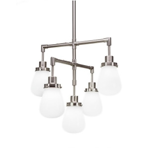 Toltec Meridian 5 Light Chandelier Brushed Nickel 5 White Shade 1238-Bn-470 - All
