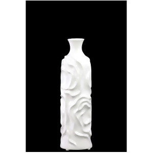 Urban Trends Ceramic Round Cylindrical Vase w/Neck Wrinkled Sides Md White - All