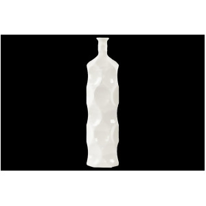 Urban Trends Ceramic Bottle Vase with Dimpled Sides Lg Gloss White 24401 - All