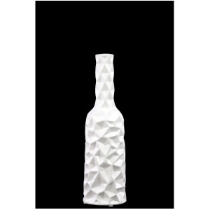 Urban Trends Ceramic Round Bottle Vase with Wrinkled Sides Md Gloss White - All