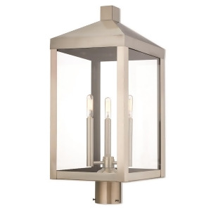 Livex Nyack 3 Light Outdoor Post Top Lantern in Brushed Nickel 20586-91 - All
