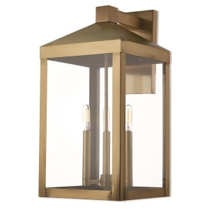 Livex Nyack 3 Light Outdoor Wall Lantern in Antique Brass 10.5 w 20585-01 - All