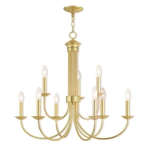 Livex Lighting Estate 9 Light Chandelier in Polished Brass 42687-02 - All