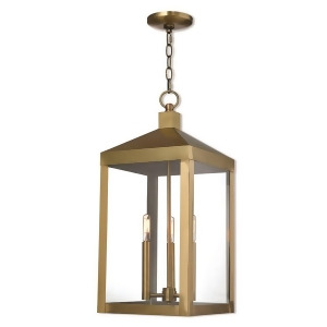 Livex Lighting Nyack 3 Light Outdoor Pendant Lantern in Antique Brass 20587-01 - All
