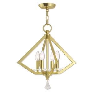 Livex Lighting Diamond 4 Light Mini Chandelier in Polished Brass 50664-02 - All
