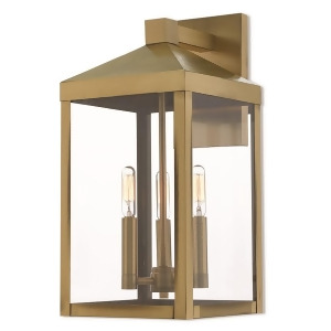 Livex Nyack 3 Light Outdoor Wall Lantern in Antique Brass 8.25 w 20584-01 - All