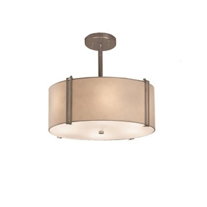 Justice Textile Drum Pendant in Brushed Nickel Fab-9510-whte-nckl-led3-2100 - All