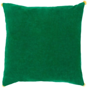 Velvet Poms by Surya Down Pillow Grass Green/Saffron 18 x 18 Vp006-1818d - All
