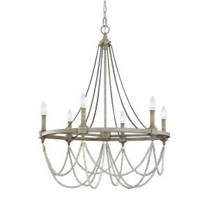 Feiss Beverly 6 Lt Chandelier French Washed Oak/Dist. Wht Wood F3132-6fwo-dww - All