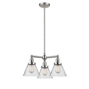 Innovations 3 Light Large Cone Chandelier in Brushed Satin Nickel 207-Sn-g44 - All