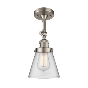Innovations 1 Light Small Cone Semi-Flush Mount in Brushed Satin Nickel 201F-sn-g62 - All