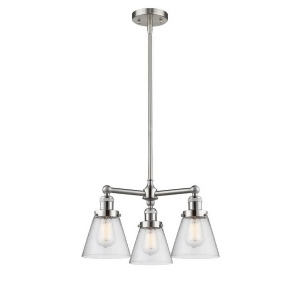 Innovations 3 Light Small Cone Chandelier in Brushed Satin Nickel 207-Sn-g64 - All