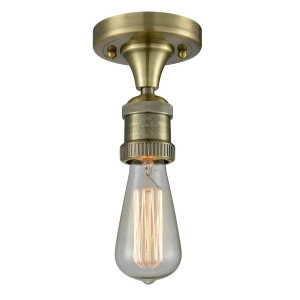 Innovations 1 Light Bare Bulb Semi-Flush Mount in Antique Brass 517-1C-ab - All