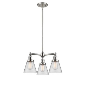 Innovations 3 Light Small Cone Chandelier in Brushed Satin Nickel 207-Sn-g62 - All