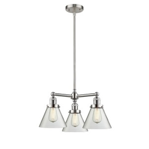 Innovations 3 Light Large Cone Chandelier in Brushed Satin Nickel 207-Sn-g42 - All