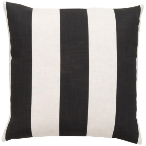 Simple Stripe by Surya Poly Fill Pillow Black/Khaki 18 x 18 Js009-1818p - All