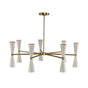 Kalco Milo 7 Arm Chandelier in White and Vintage Brass 310471Wvb - All
